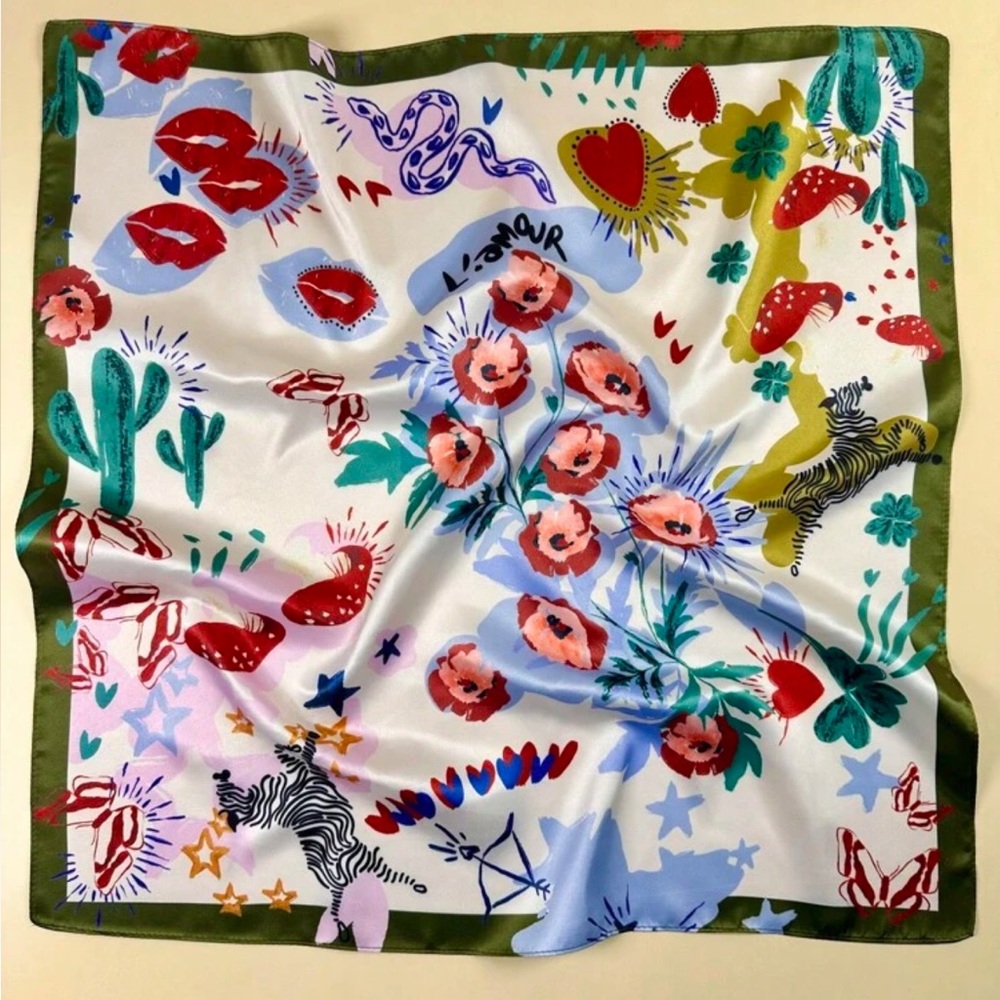 Mixed print satin scarf